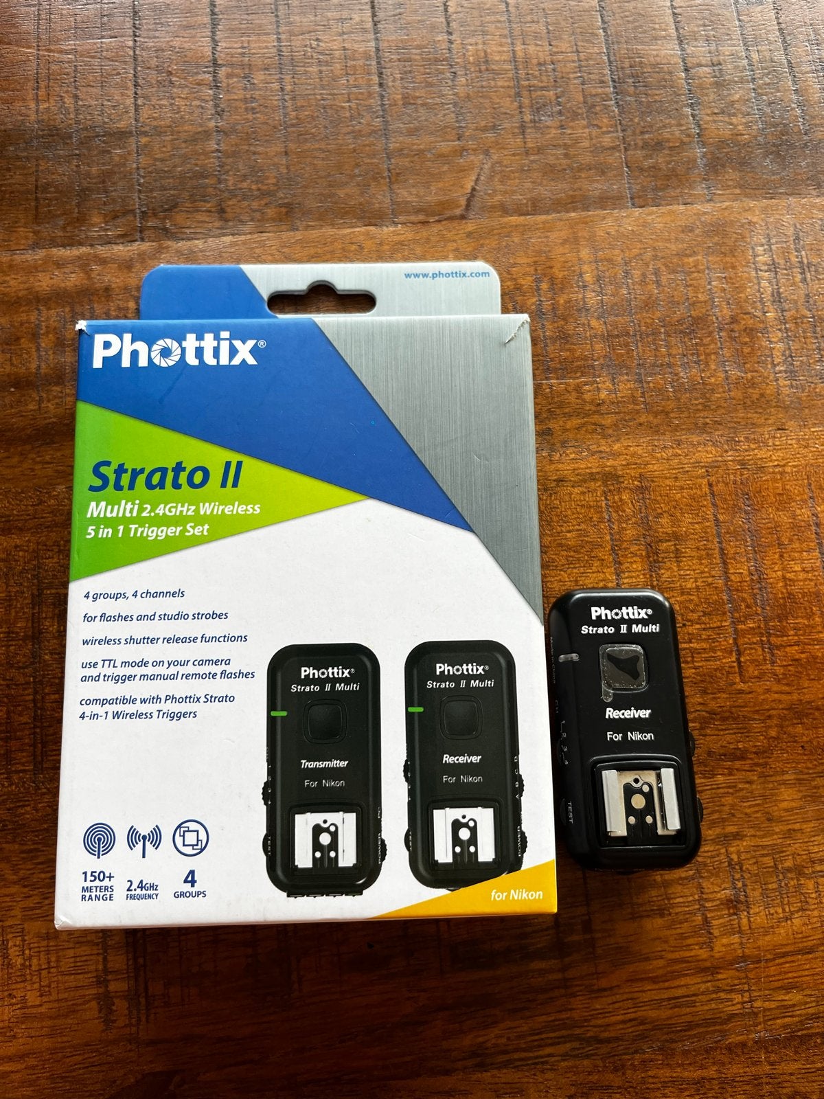 Phottix Strato II Multi 2.4GHz Wireless Trigger Set Nikon, Ophalen of Verzenden, Zo goed als nieuw, Trigger/ontvanger, Draadloos