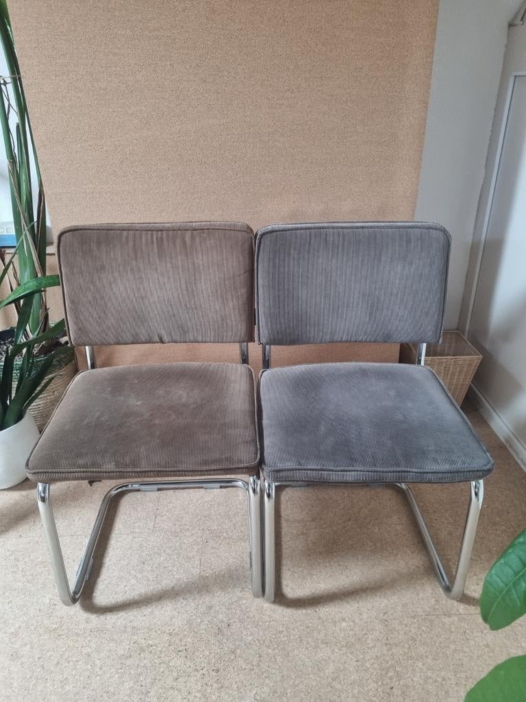 Zuiver Ridge rib stoelen (bruin & grijs), Ophalen, Gebruikt, Twee, Bruin