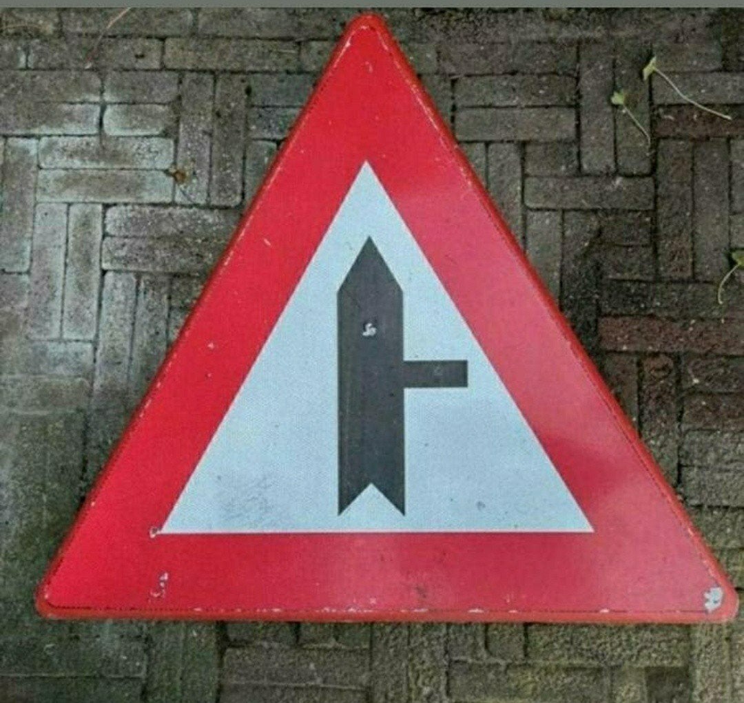 Verkeersbord,voorrang,Gevaars-aanduiding,driehoek,rood,BO 5, Ophalen, Gebruikt, Overige typen