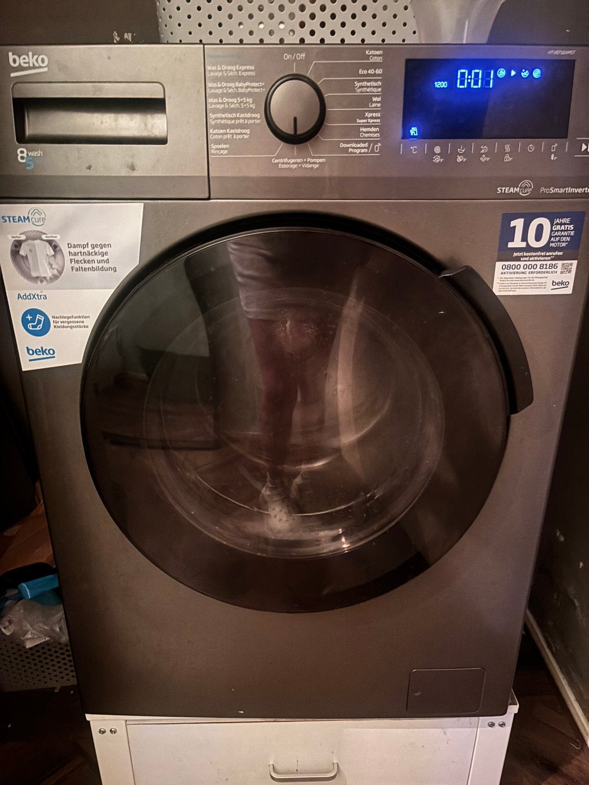 wasmachine droog combi beko zwart, Witgoed en Apparatuur, 6 tot 8 kg, Ophalen, Zo goed als nieuw, 85 tot 90 cm