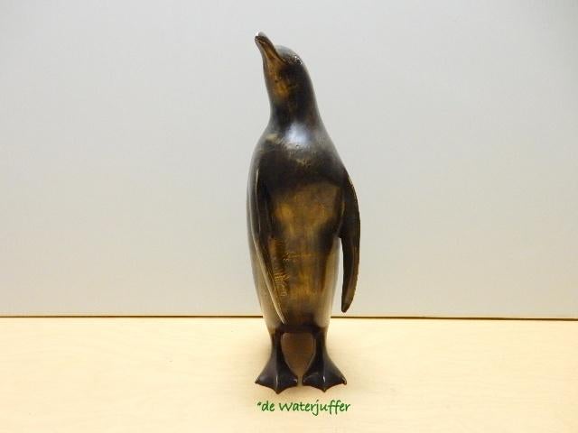 172* Bronzen pinguin L (Boven €75 geen verzendkosten), Ophalen of Verzenden, Nieuw, Overige materialen, Dierenbeeld