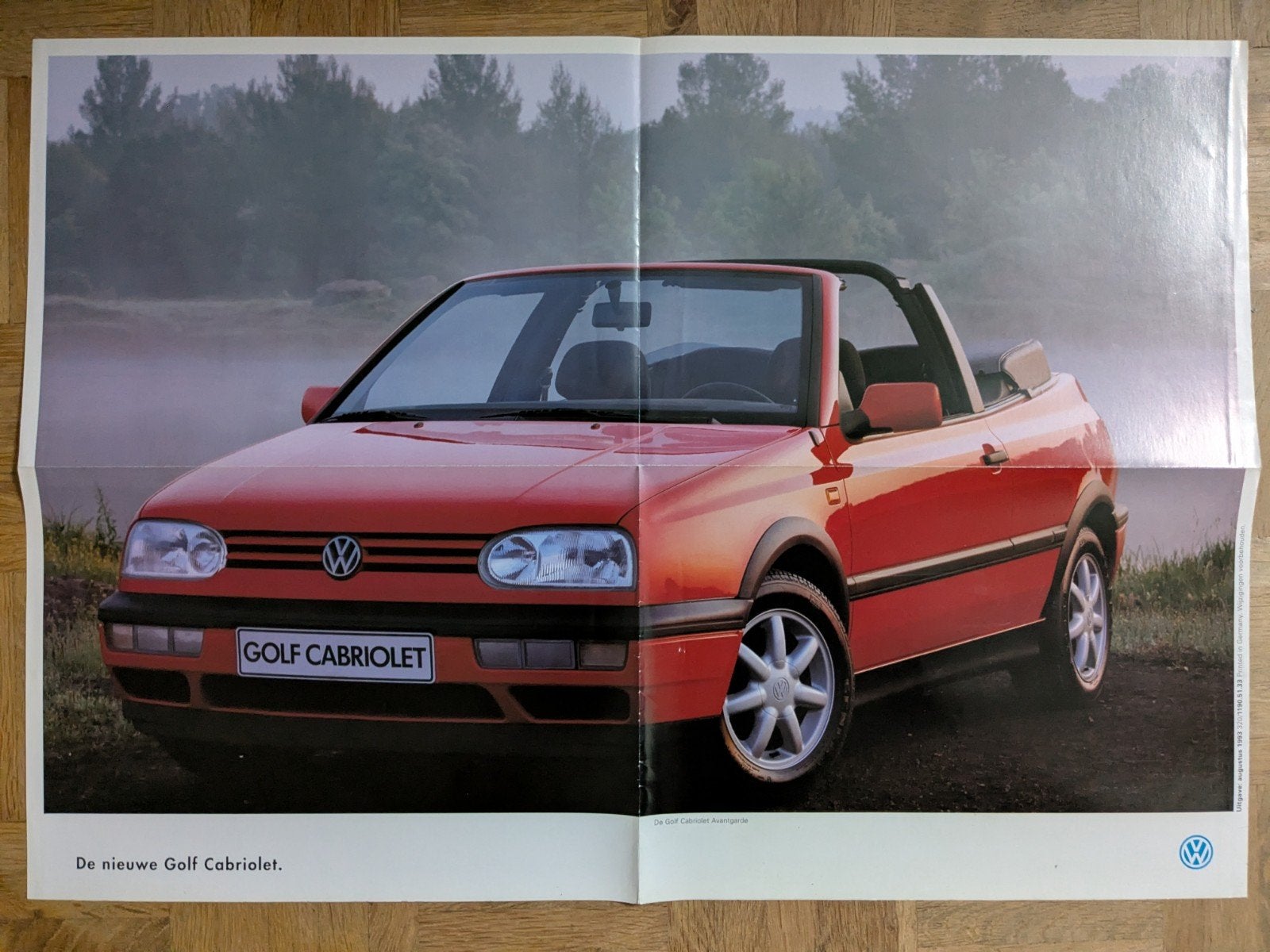 Folder/poster VOLKSWAGEN Golf Cabriolet aug. 1993, Ophalen of Verzenden, Zo goed als nieuw, Volkswagen