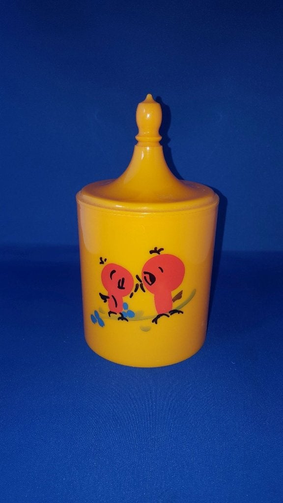 Retro oranje bewaarpotje, babypotje, eendjes motief. 1A24, Tweedehands verkoop, Tweedehands verkoop, Gebruikt, Ophalen of Verzenden