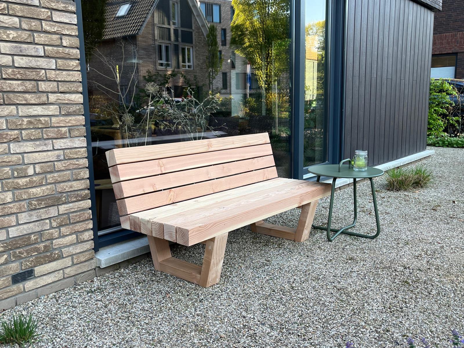 Robuuste douglas Loungebank 200cm, tuinbank 2m, balkenbank, Tuin en Terras, Tuinsets en Loungesets, 3 zitplaatsen, Nieuw, Ophalen of Verzenden