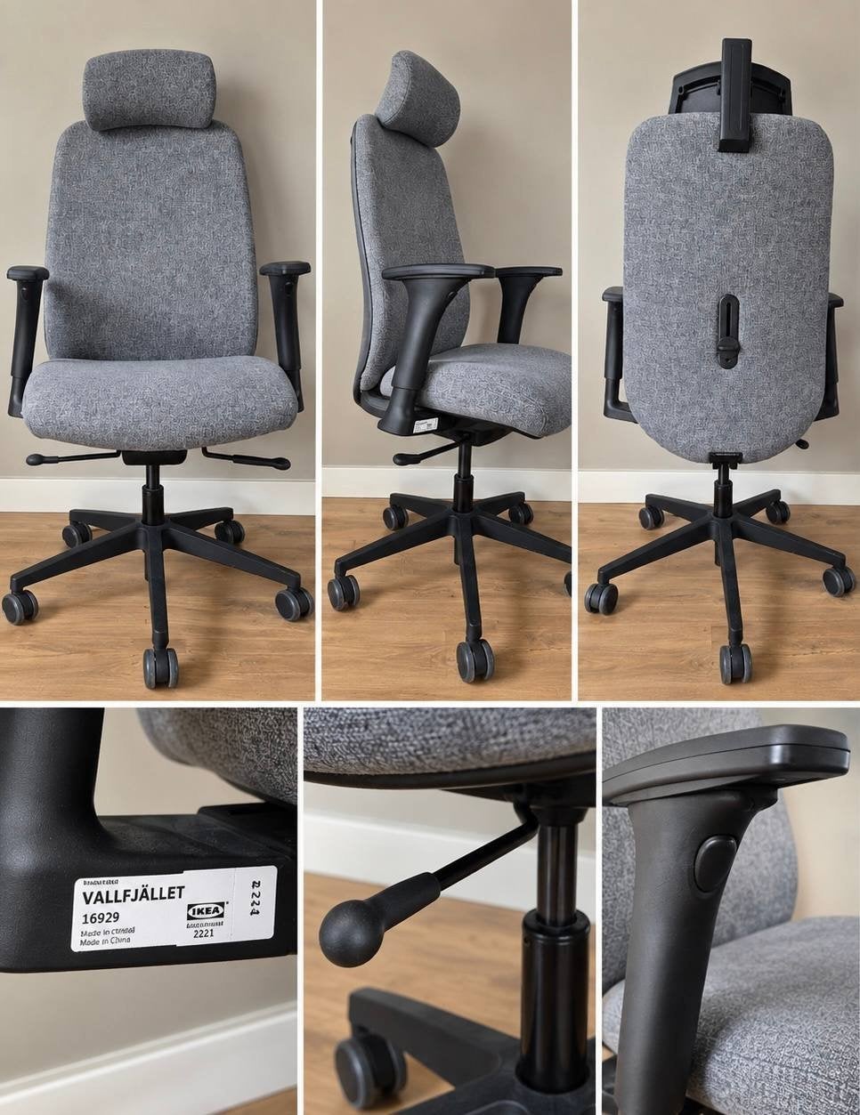 IKEA VALLFJÄLLET Bureaustoel - Grijs, Zo goed als nieuw, Ophalen, Zo goed als nieuw, Grijs, Bureaustoel