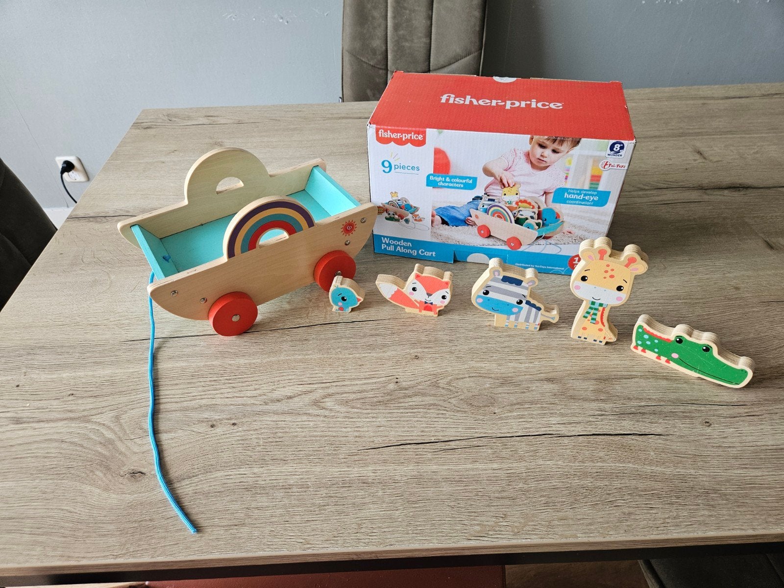 Fisher-Price Houten Trekkar met Dieren, Ophalen of Verzenden, Zo goed als nieuw, Overige typen, Met wieltjes