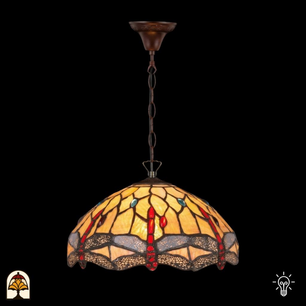 Tiffany lamp - hanglamp - Libelle - 25 cm, Nieuw, Ophalen of Verzenden, Minder dan 50 cm, Tiffany