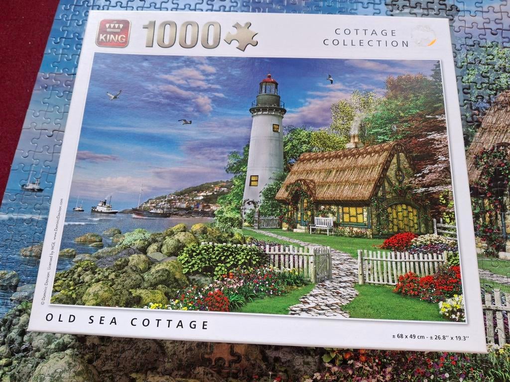 King legpuzzel Old Sea Cottage 1000 stukjes, Ophalen of Verzenden, 500 t/m 1500 stukjes, Zo goed als nieuw, Legpuzzel