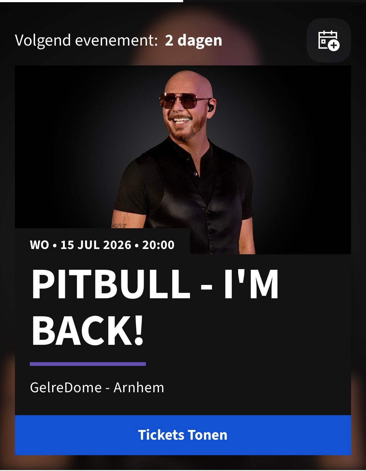 Pitbull concert - Golden Circle, Tickets en Kaartjes, Eén persoon
