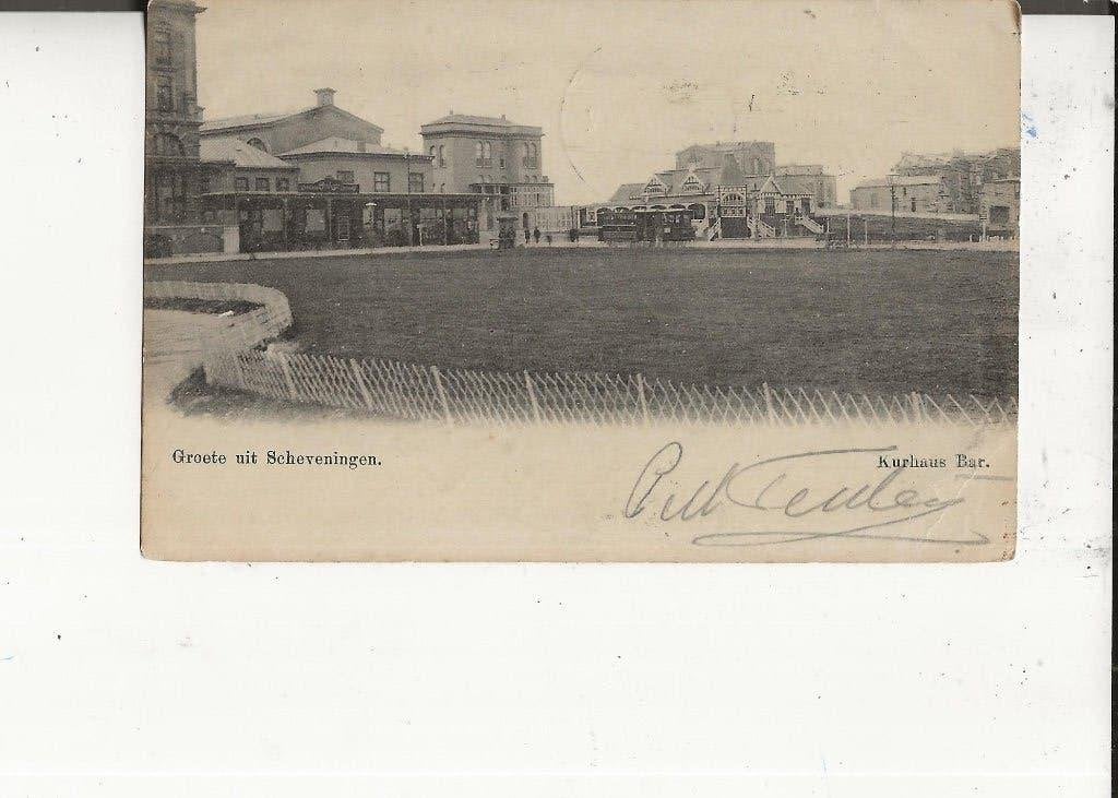 Scheveningen Kurhaus Bar en stoomtram 28 juli 1905, Ophalen of Verzenden, Voor 1920, Gelopen, Zuid-Holland