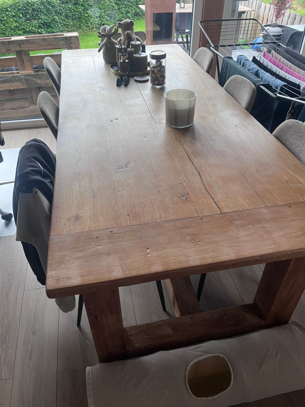AnTeak collectie teakhouten eettafel inclusief stoelen, Huis en Inrichting, Tafels | Eettafels, Ophalen, Gebruikt, Teakhout, 200 cm of meer