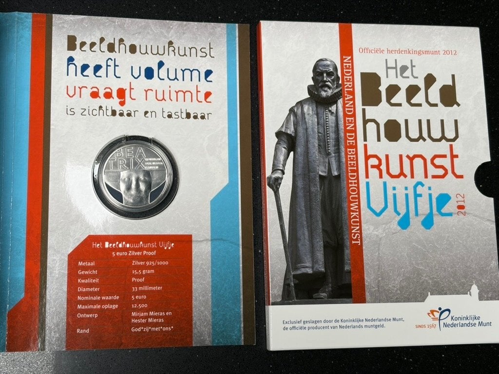 het beeld houw kunst vijfje, Postzegels en Munten, Munten | Europa | Euromunten, Zilver, Overige landen, Ophalen of Verzenden