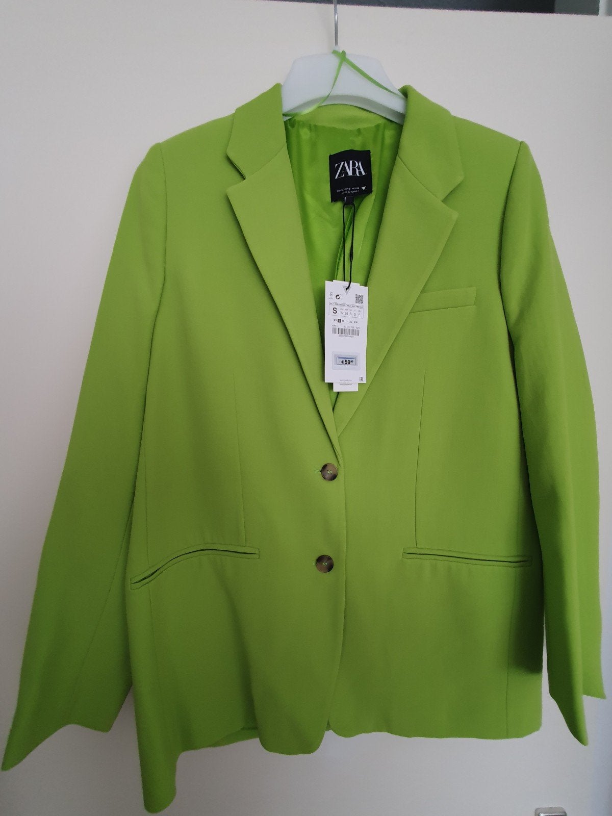 Nieuwe Zara blazer in opvallend limoengroen, maat S, Zara, Nieuw, Ophalen of Verzenden, Jasje