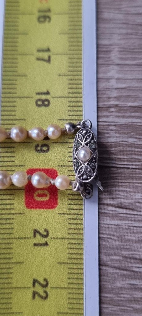 Parelketting 935 zilver, Ophalen, Zo goed als nieuw, Met edelsteen, Zilver