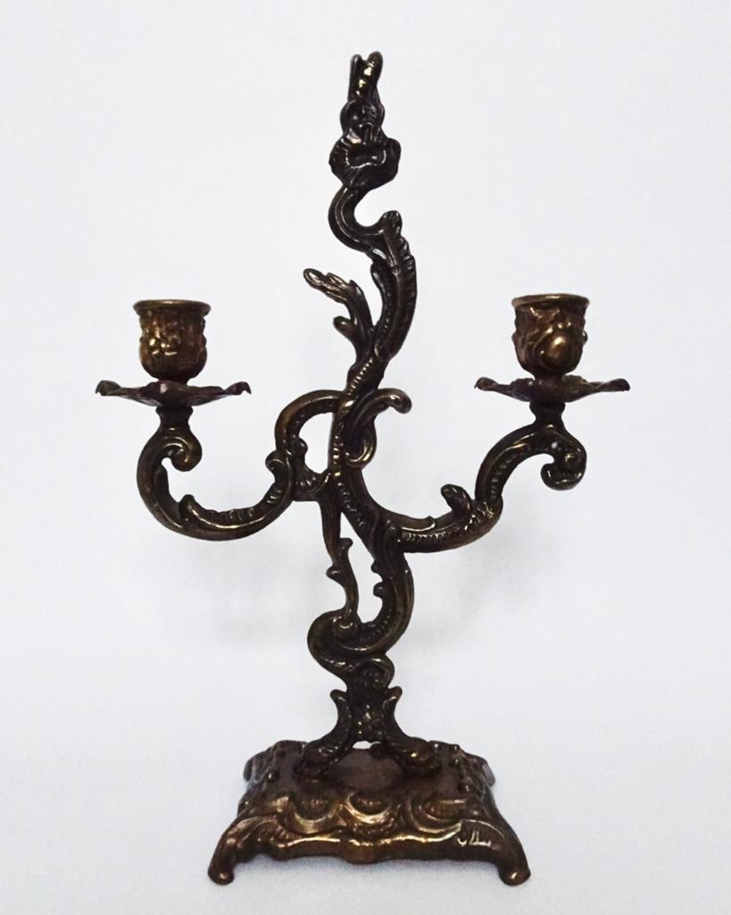 Grote antiek brons bronzen koperen kandelaar 1850 1890 barok, Verzenden, Koper of Brons