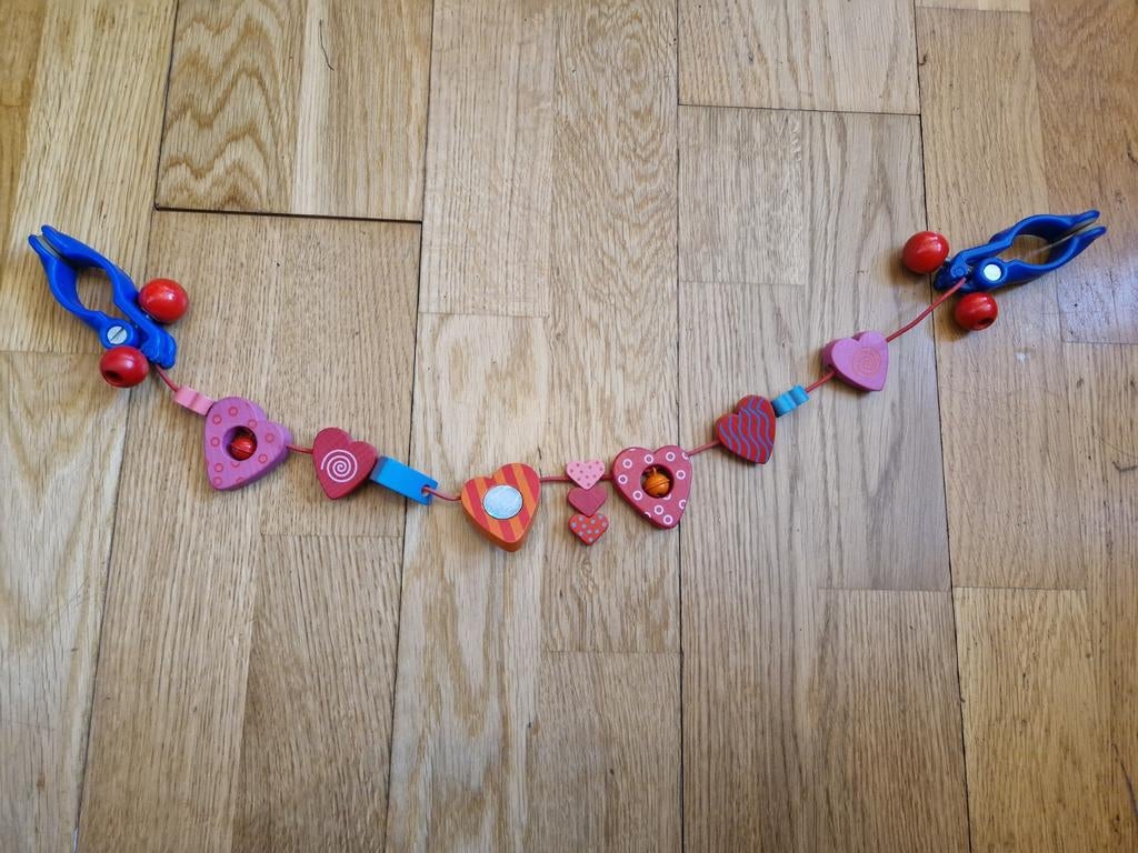 Houten Wagenspanner Roze Hartjes, Ophalen, Roze