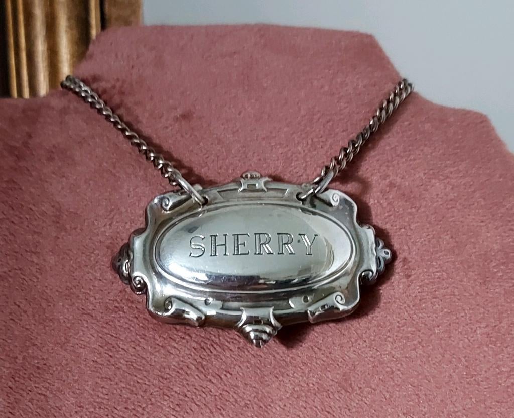 Prachtig "Sherry" decanteerlabel - karafhanger, Ophalen of Verzenden
