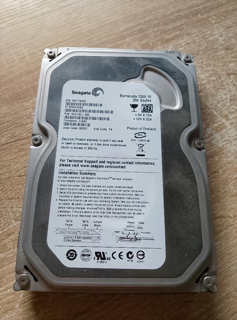 Seagate Barracuda 250 GB, Computers en Software, Harde schijven, Intern, Gebruikt, Ophalen of Verzenden, Desktop