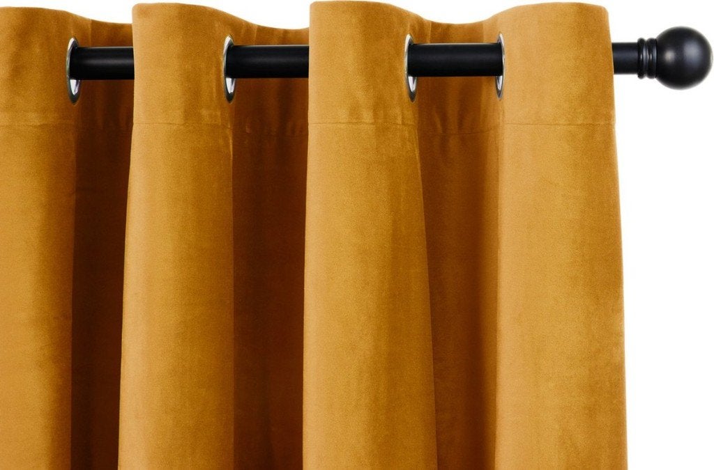 2x verduisterende gordijnen okergeel 150x250 cm (nieuw), Huis en Inrichting, Overige merken, 150 cm, Geel, Nieuw