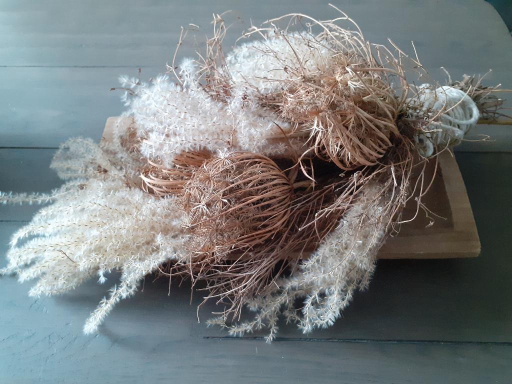 Prachtig droogstuk toef op houten schaal tray, nieuwstaat!, Huis en Inrichting, Ophalen of Verzenden, Zo goed als nieuw