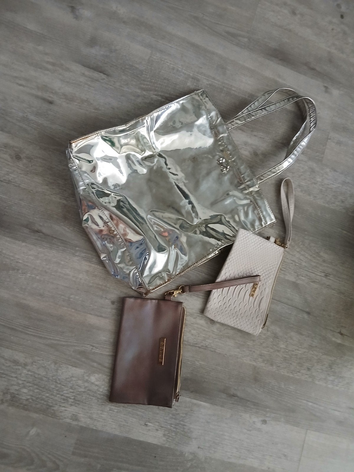 Ted Baker Schoudertas met 2 Bijpassende Tasjes, Ophalen of Verzenden, Gebruikt, Zilver, Overige merken