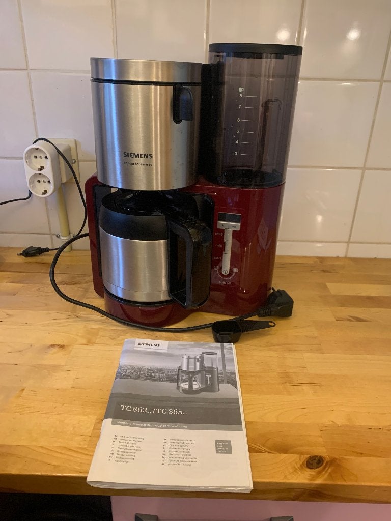 zgan: Siemens TC86504 Filterkoffiemachine met Thermoskan, Afneembaar waterreservoir, 10 kopjes of meer, Koffiemachine, Gemalen koffie