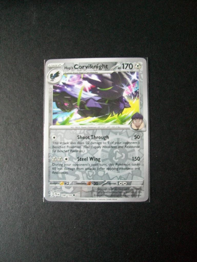 2133 Nieuwe Pokemon Kaart Holofoil Hop's CORVIKNIGHT 108/159, Verzenden, Nieuw, Losse kaart, Foil