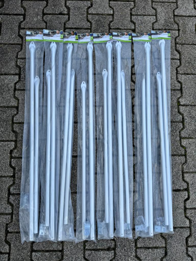 3x Nieuwe aluminium verandastangen 120-200cm 25mm, Ophalen, _, _, Zo goed als nieuw