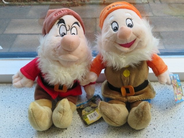 Dwerg Disney Grumpy en Happy merk Nicotoy AH Albert Heijn, Disney, Albert Heijn, Overige typen, Nieuw