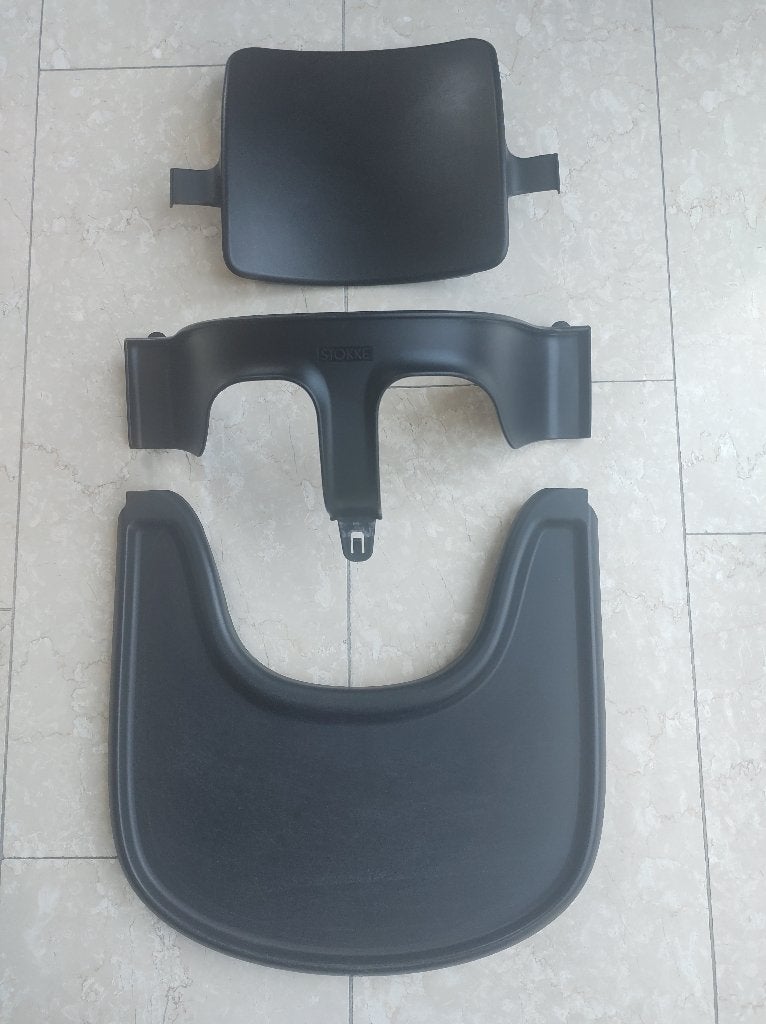 Originele zwarte Stokke Tray + Baby Set., Ophalen of Verzenden, Gebruikt, Meegroeistoel, Afneembaar eetblad