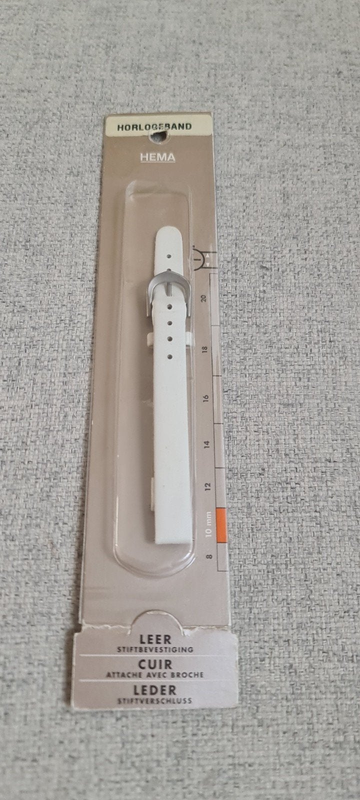 nieuw wit leren horlogebandje leer leder Hema 10 mm, Overige merken, Leer, Polshorloge, Nieuw