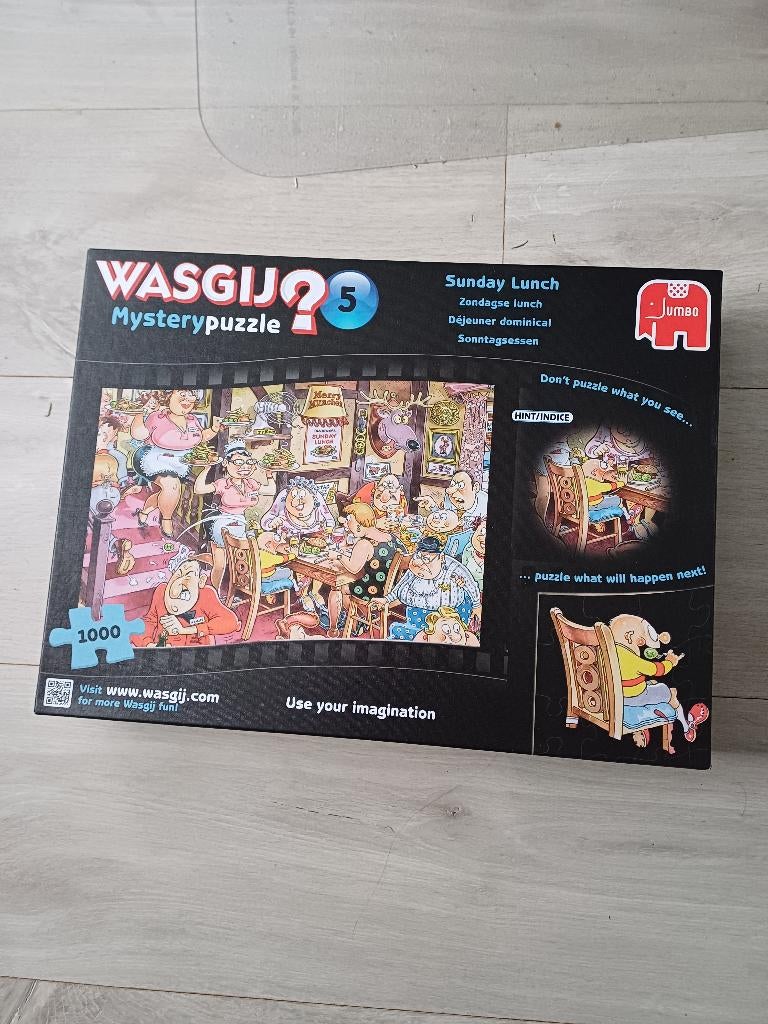 Puzzel Wasgij Mystery 5 "Zondagse Lunch" 1000 st, Ophalen of Verzenden, 500 t/m 1500 stukjes, Zo goed als nieuw, Legpuzzel