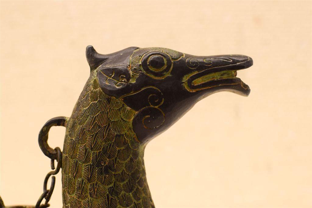 Antiek Chinees bronzen Dynastie vogels z\'n pot kruik 49487, Ophalen of Verzenden, Gebruikt