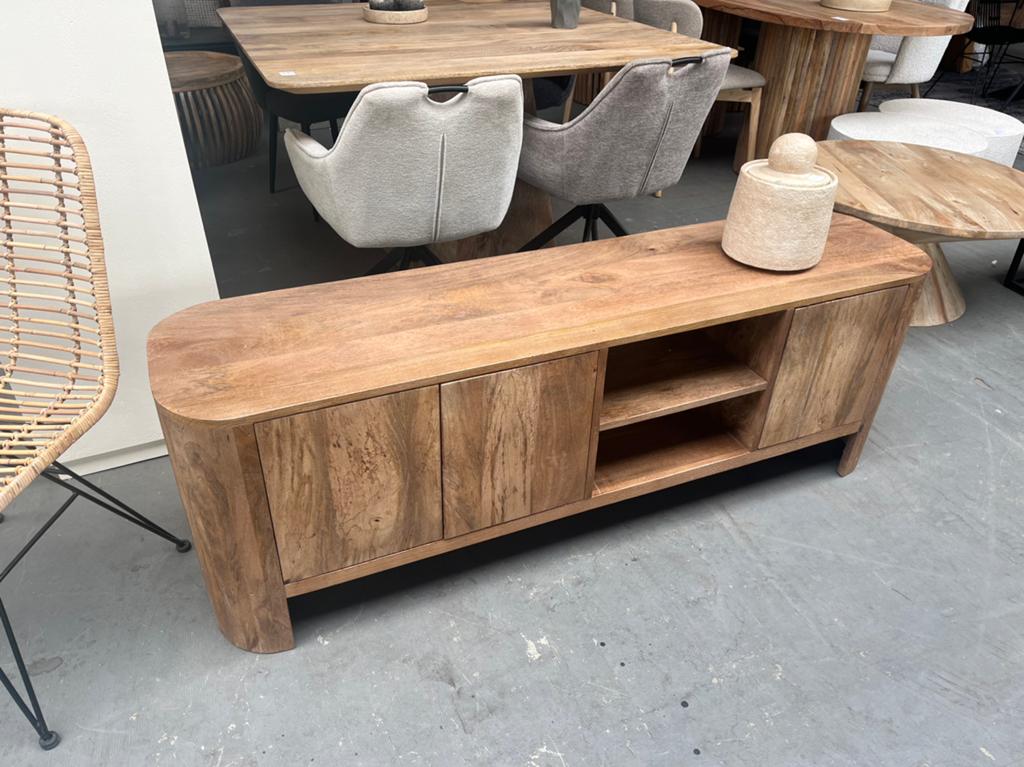 Magazijn leegverkoop nieuw tv meubel massief mangohout actie, Hout, Nieuw, Ophalen of Verzenden, Info@wkhome.nl