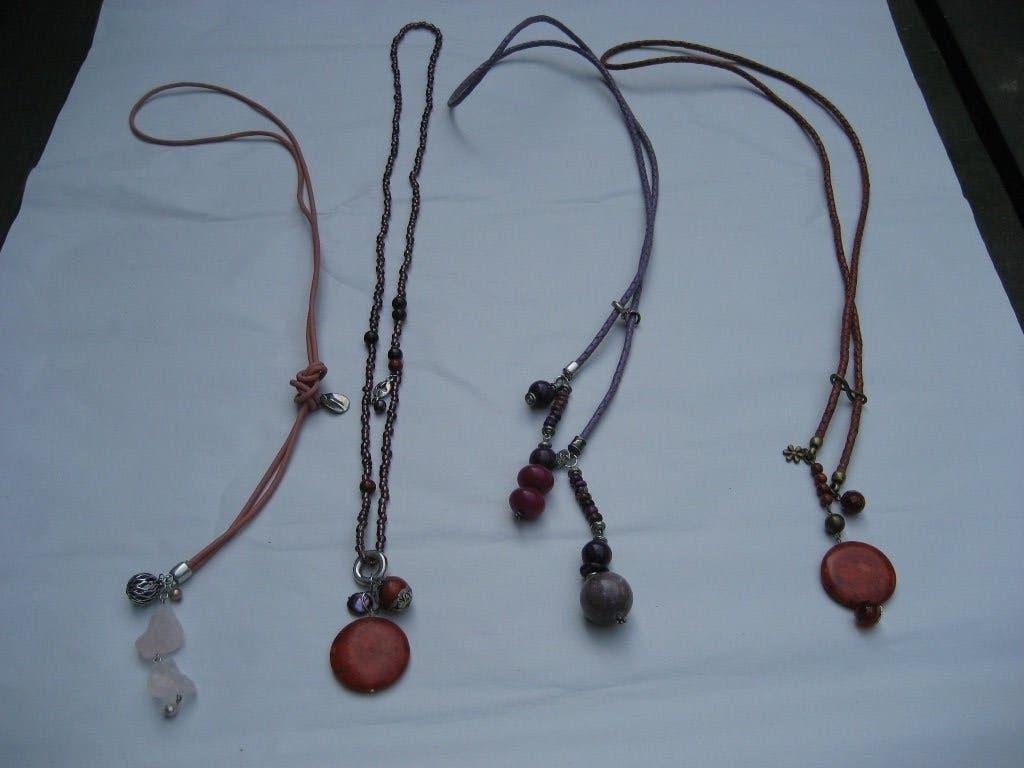 a beautiful stone lange ketting edelsteen leer uniek, Ophalen of Verzenden, Zo goed als nieuw, Steen of Mineraal