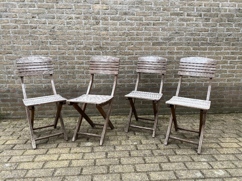 Bistrostoelen, Tuin en Terras, Tuinstoelen, Ophalen, Gebruikt, Hout, Inklapbaar
