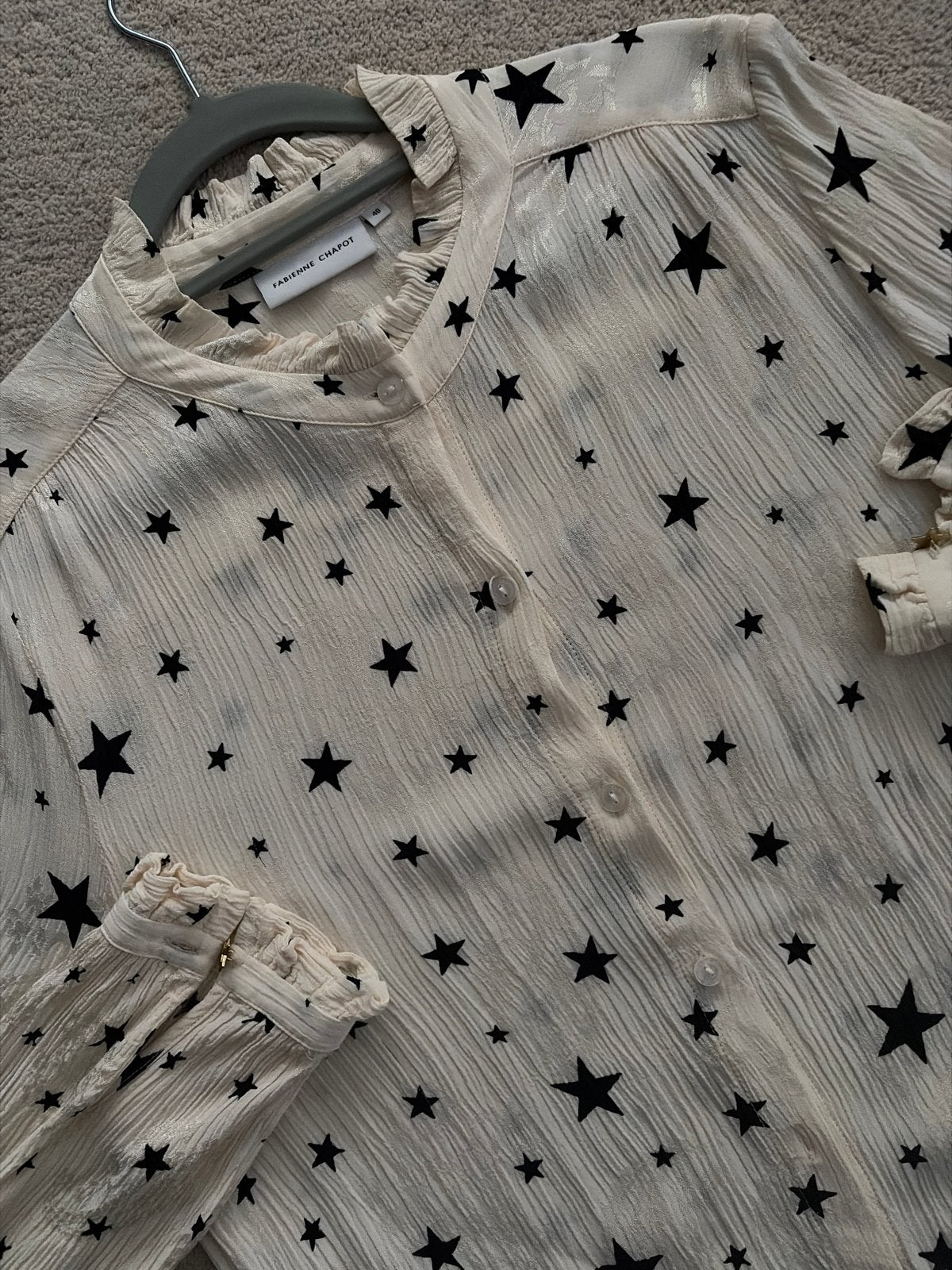 Fabienne Chapot Garden Cato Blouse met sterrenprint, Verzenden, Zo goed als nieuw, Maat 42/44 (L), Beige