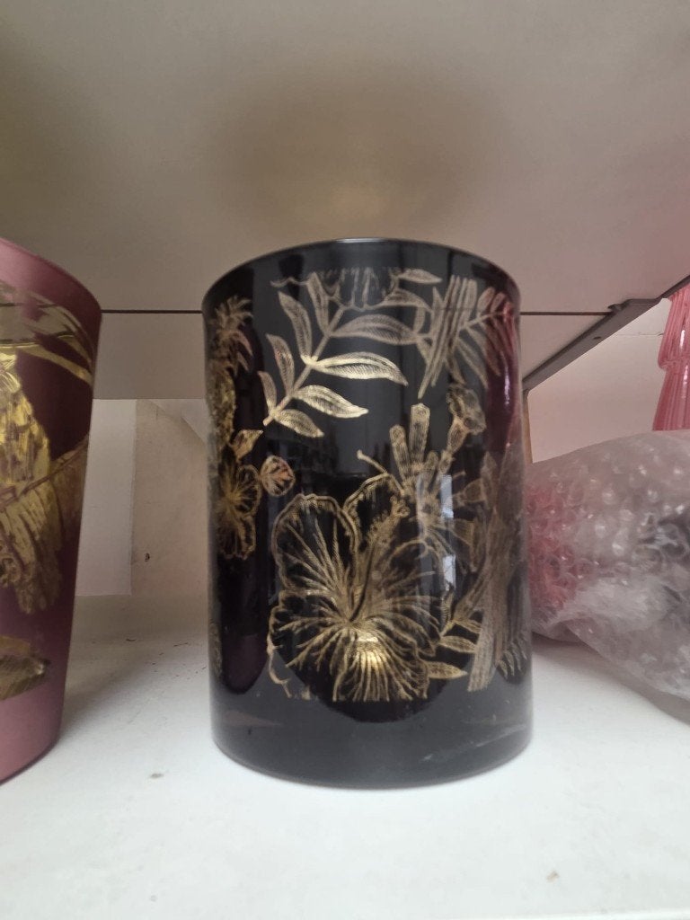 Mars & More Zwart/Gouden Tropische Kaarsenhouder, Onbekend@example.com, Nieuw, Ophalen of Verzenden, Glas