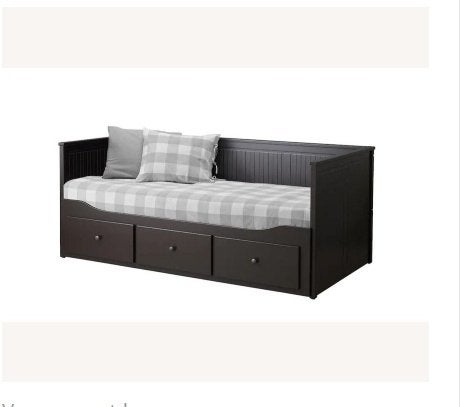 Stoere Ikea Hemnes bedbank mooie kleur zwartbruin, 85 tot 100 cm, Gebruikt, 180 cm of meer, Ophalen