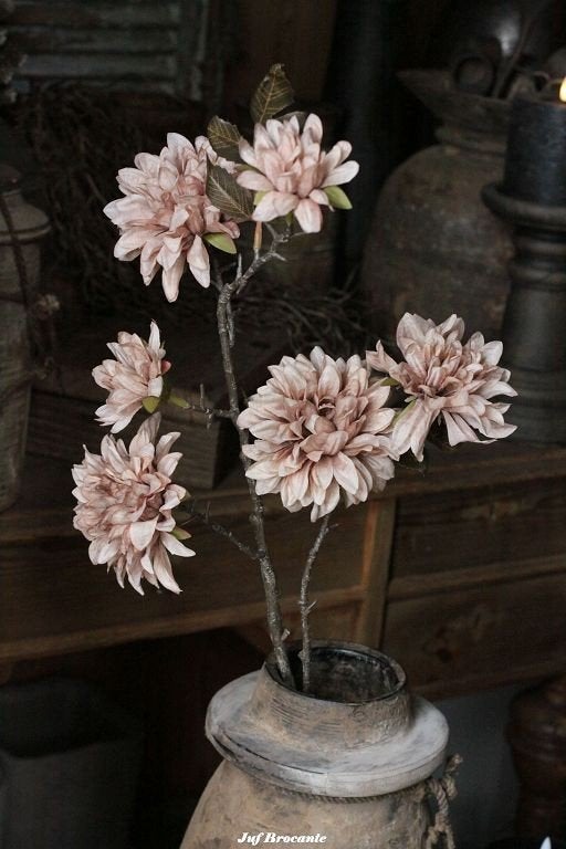 Zijdebloem dahlia cappuccino, Huis en Inrichting, Www.jufbrocante.nl, Www.jufbrocante.nl, Nieuw, Ophalen of Verzenden