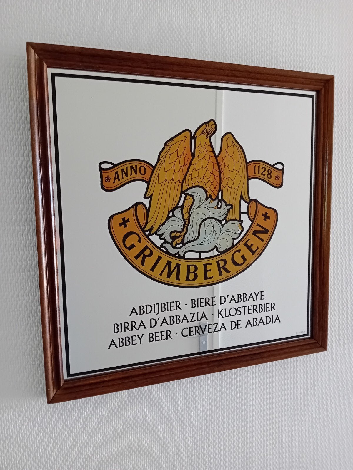 Grimbergen Abdijbier Spiegel - Vintage Reclame, Verzamelen, Merken en Reclamevoorwerpen, Ophalen of Verzenden, Gebruikt, Reclamebord