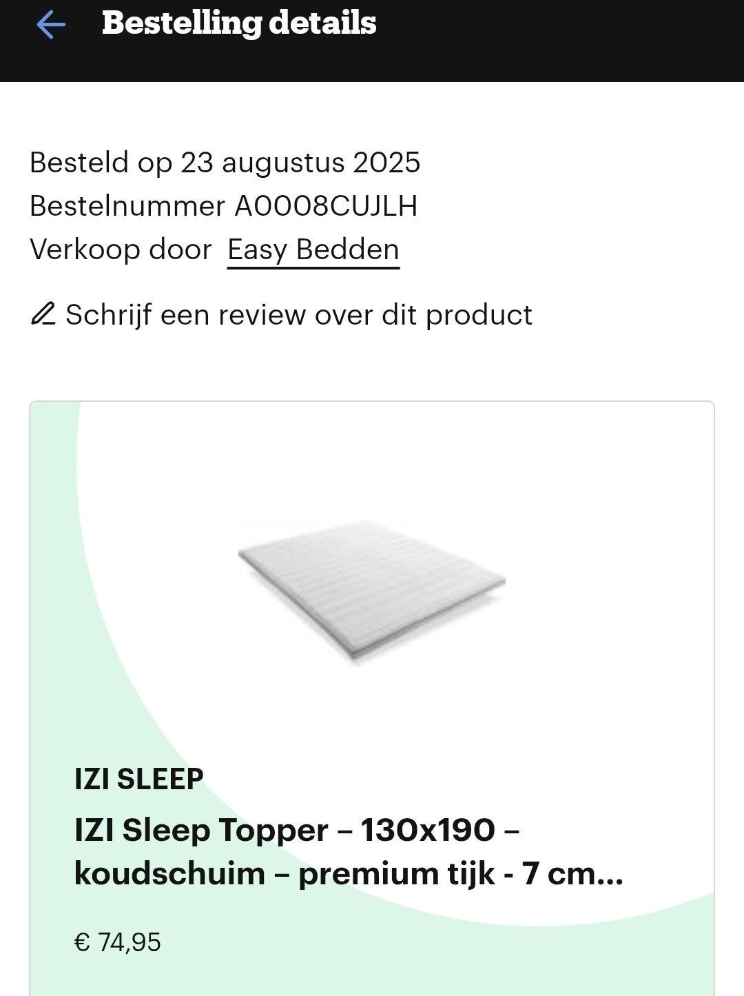 Zo goed als nieuwe IZI Sleep Topper 130x190 koudschuim, Ophalen, Zo goed als nieuw