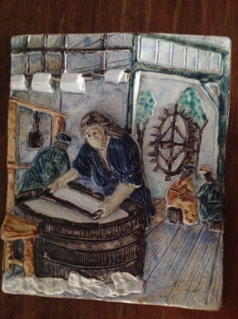 Tableau Westraven van Luigi Amati "De wasvrouw", Ophalen of Verzenden