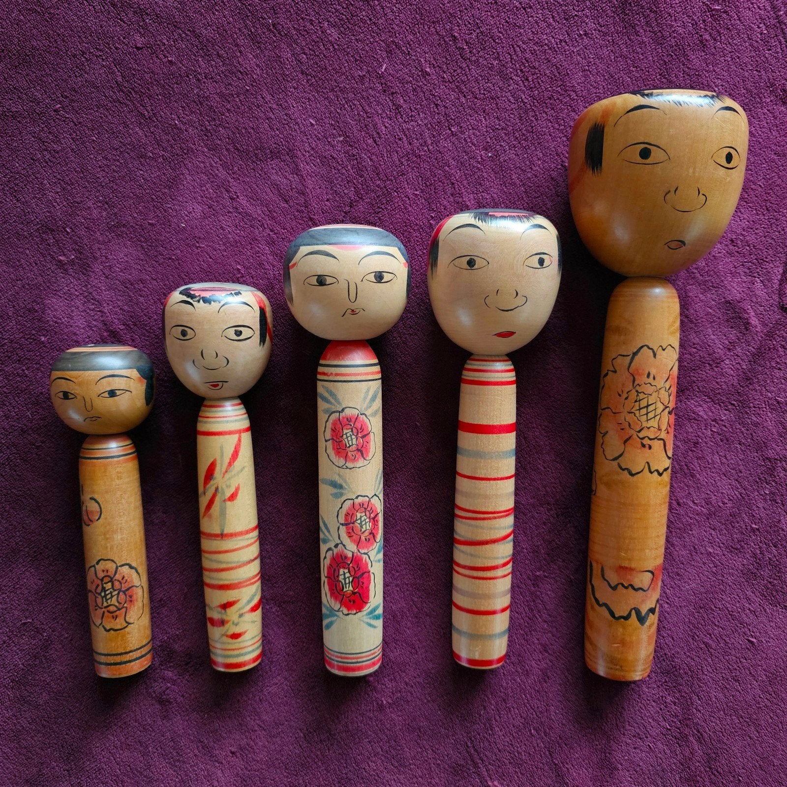 Set van 5 Nakanosawa kokeshi, Verzamelen, Ophalen of Verzenden