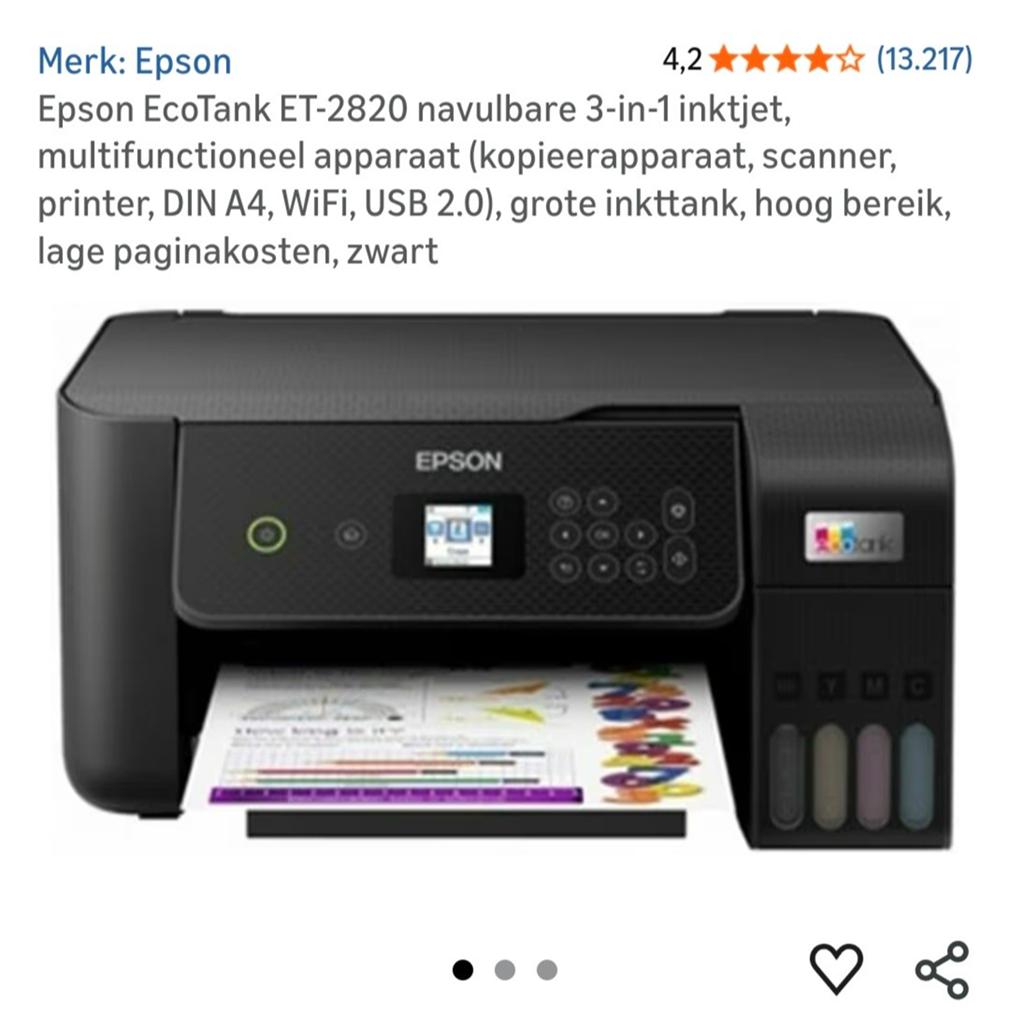 Epson EcoTank ET-2820 All-in-One Inkjetprinter, Ophalen, Kleur printen, Gebruikt, All-in-one