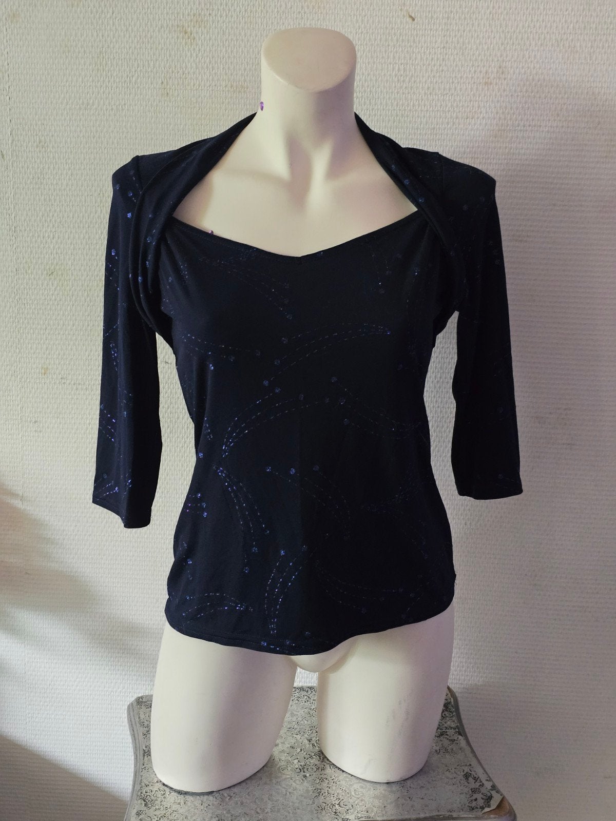 M&S dames Donkerblauwe trui met glitterdetails maat M, Maat 38/40 (M), Blauw, Ophalen of Verzenden, Gedragen