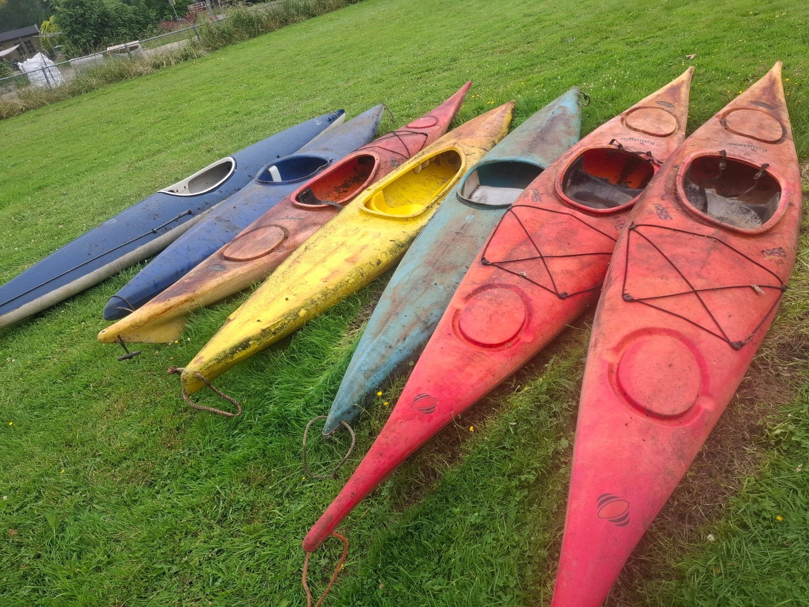 7 Kano's met peddels - Goede staat, ook los te koop, Watersport en Boten, Kajaks, Ophalen, Gebruikt, 1-persoons