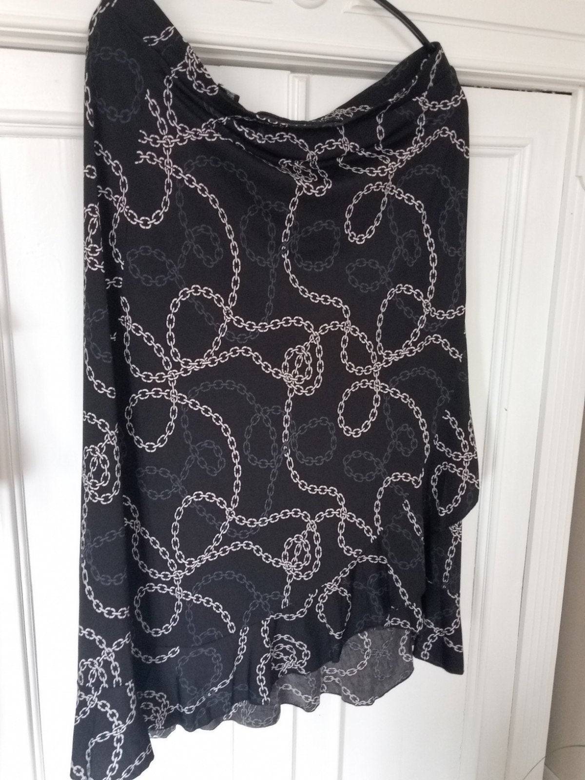 Zwarte rok met kettingprint en stroken, maat XL, Zwart, Maat 46/48 (XL) of groter, Nieuw, Ophalen of Verzenden