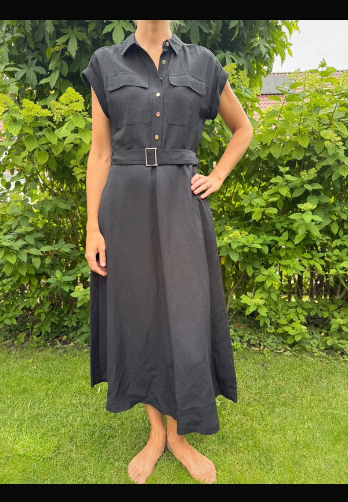 Zwarte linnen jurk C&A Premium maat 34 (XS), Zwart, Ophalen of Verzenden, Zo goed als nieuw, Maat 34 (XS) of kleiner