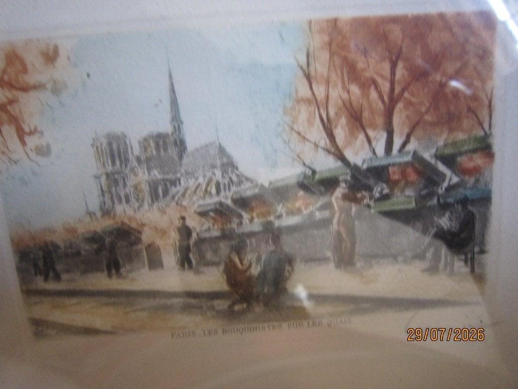 Mooi Parijs Gekl. Etsje  Boek verk Langs Seine en NOTRE DAME, Antiek en Kunst, Ophalen, Stadsgezicht, Ets, 1900 - 1949